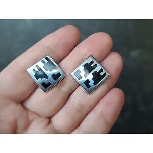 925 Sterling Black Onyx Cufflinks Vintage Made In Mexico